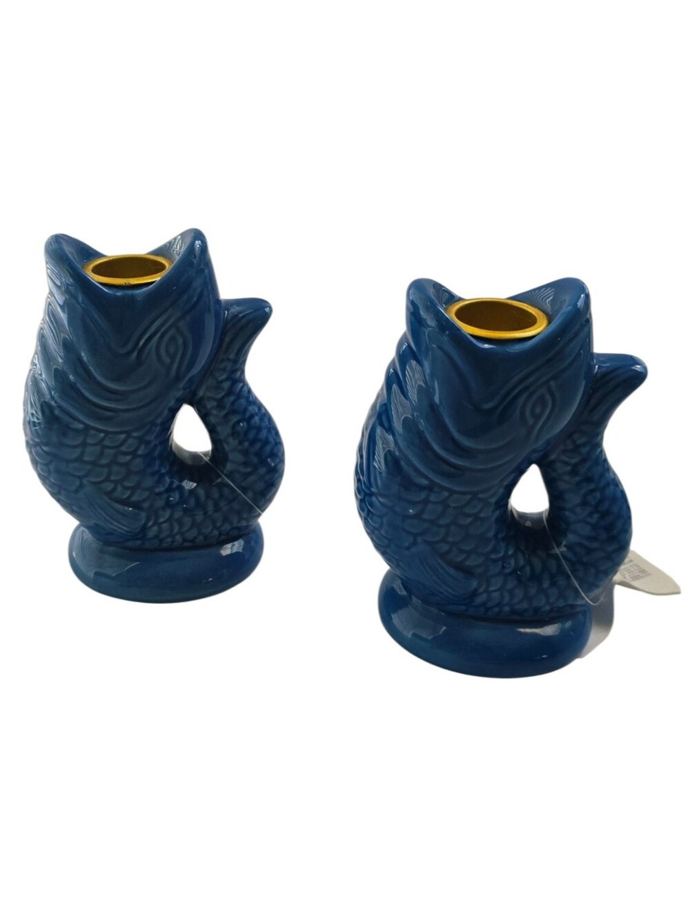 Flying Tiger Copenhagen Blue Fish Candle Holders Set of 2 NWT Imported - Picture 2 of 7